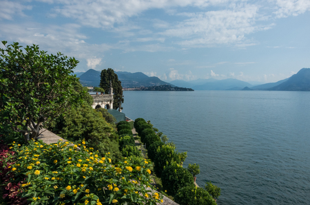 View to Lake Maggiore from park on the island of Isola Bella.  Northern Italyの写真素材