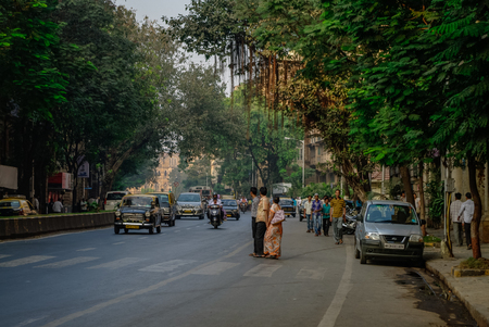 Mumbai, India - January 1, 2012: Street in Colaba district, Mumbai, Indiaのeditorial素材