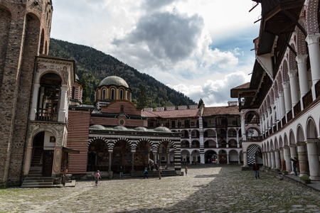 Rila, Bulgaria - May 3, 2019: Rila Monastery, Bulgaria. The Rila Monastery is the largest and most famous Eastern Orthodox monastery in Bulgaria.のeditorial素材
