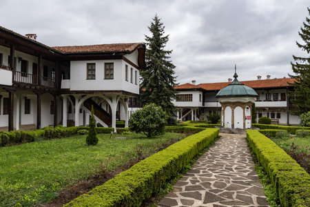 Sokolovo Monastery, Bulgaria - May 7, 2019: Medieval buildings in Sokolovo (Sokolski) Monastery Holy...