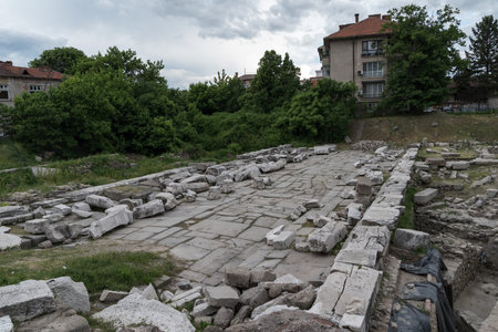 Ruins of Eastern gate of Philippopolis, Plovdiv, Bulgariaの写真素材