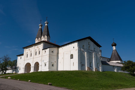 Church of the Epiphany and entrance gate to  Ferapontov Belozersky monastery.