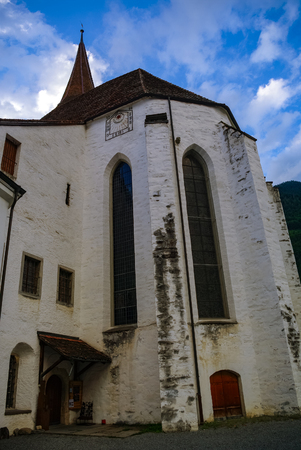 Castle church Schlosskirche and museum Schloss. Interlaken, Switzerlandのeditorial素材