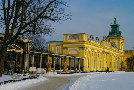 Warsaw, Poland - January 5, 2011:  Winter view of Museum of King Jan III's (Wilanow or Wilanowski) Palace  in snow.のeditorial素材
