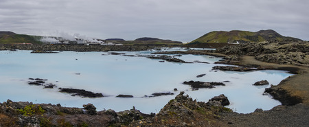 The Blue Lagoon, a geothermal bath resort in the south of Iceland, a 'must see' by tourists. Panoramaのeditorial素材
