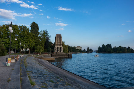 Pallanza , Italy - September 7, 2018: General Cadorna Mausoleum in Pallanza town, Maggiore Lake