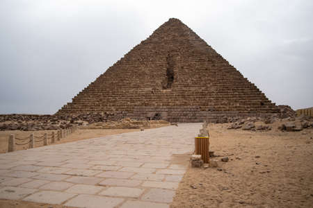 View to Menkaure pyramid and pyramids of the Queen's. Giza plateau, Egyptの写真素材