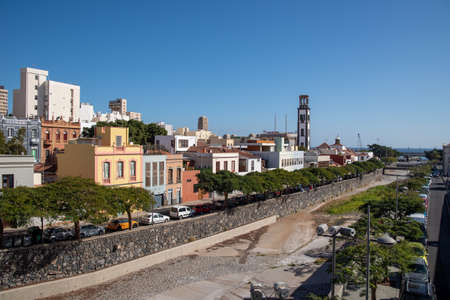 Santa Cruz de Tenerife, Spain -January 19, 2020: Buildings along the Barranco de los Santos river in Santa Cruz de Tenerife, Canary Islandsの素材 [FY310186183166]