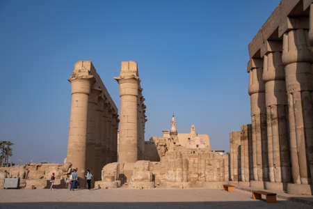 Processional colonnade of Amenhotep III in Luxor Temple (ancient Thebes). Luxor, Egyptのeditorial素材