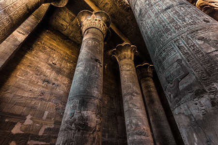 Interior of the ancient temple of Kom Ombo in Egyptの写真素材