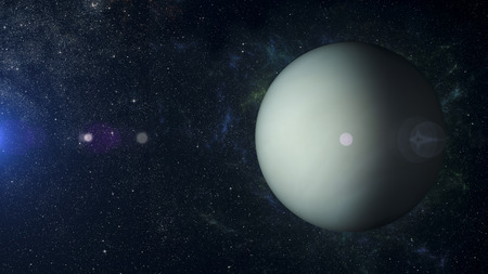 Solar system planet on nebula background 3d rendering. .の写真素材