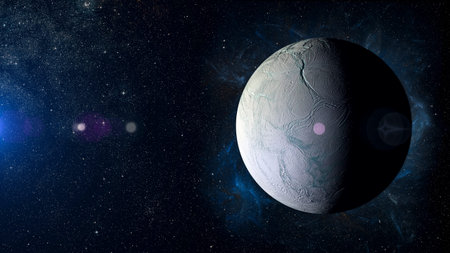 Solar system planet on nebula background.