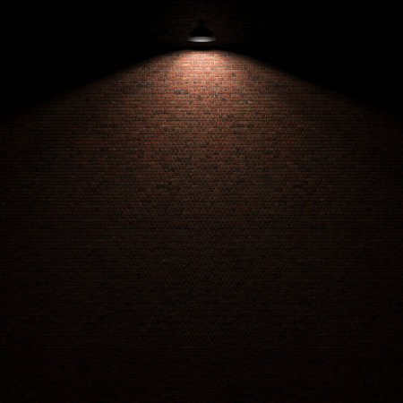 Dark wall with lamp above 3d rendering