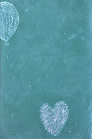 green chalkboard with heart and balloonの写真素材