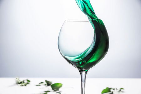 drink of green herbs in a glass glassの写真素材