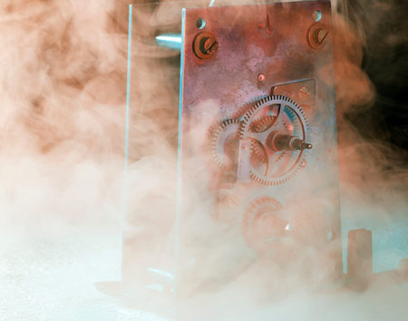 Fragment of the old mechanical device abstract image, macroの写真素材