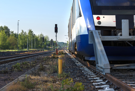 Train ready to be shipped on railsの写真素材