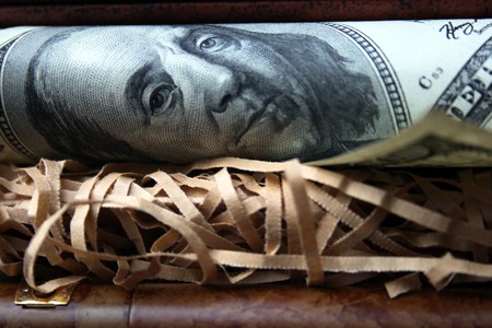 Finance/Investment Concept/Luxury goods: 100 dollar banknote and a cigar in a box for cigarsの写真素材