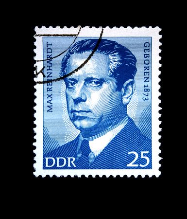 A stamp printed in GDR (East Germany) shows  Max Renhardt, circa 1975 の写真素材