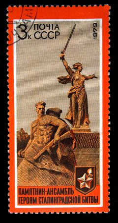 A stamp printed in the USSR shows Stalingrad battle memorial, circa 1973の写真素材
