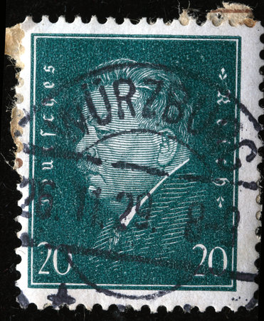 GERMANY - CIRCA 1929: A stamp printed in the Germany Friedrich Ebert, circa 1929 のeditorial素材