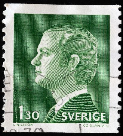  SWEDEN - CIRCA 1970: A stamp printed in Sweden shows king Carl XVI Gustaf , circa 1970 のeditorial素材