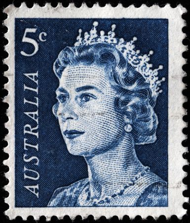 AUSTRALIA - CIRCA 1960s: A stamp printed in Australia shows Queen Elizabeth II, circa 1960s のeditorial素材