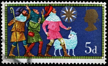 United Kingdom - CIRCA 1969: A stamp printed in United Kingdom shows adoration of magy, circa 1969の写真素材