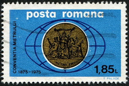 ROMANIA - CIRCA 1975: A stamp printed in Romania shows dedeicated Conventia Metallurgica, circa 1975の写真素材