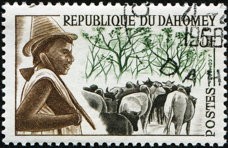 DAGOMEY - CIRCA 1968: A stamp printed in Dahomey (now called the Republic of Benin) shows, circa 1968の写真素材