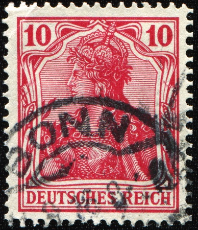GERMAN EMPIRE - CIRCA 1901-1919: A stamp printed in the German Empire shows image of Valkyrie, series, circa 1901-1919 のeditorial素材