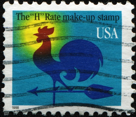 UNITED STATES - CIRCA 1998: stamp printed by United states, shows weathervane in the form of a rooster, circa 1998の写真素材