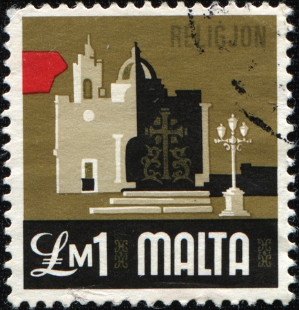 MALTA - CIRCA 1968: A stamp printed in Malta shows Victory Church, circa 1968の写真素材