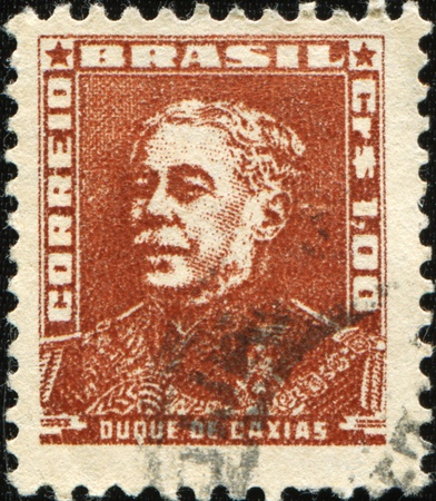 BRAZIL - CIRCA 1954 - 1963: A stamp printed in Brazil shows Duque de Caxias - Military leader and statesman, circa 1954 - 1963のeditorial素材