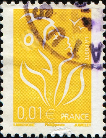 FRANCE - CIRCA 2005: A stamp printed in France shows Marianne, circa 2005 の写真素材