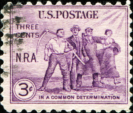 UNITED STATES OF AMERICA - CIRCA 1938: A stamp printed in the United States devoted 	National...