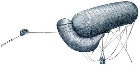 Balloon - kite system of Parseval-Siegsfeld  - an illustration of the encyclopedia publishers Education, St. Petersburg, Russian Empire, 1896のeditorial素材