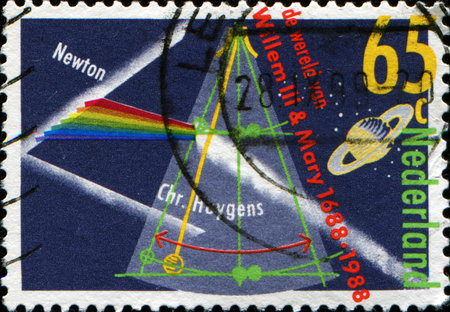 NETHERLANDS - CIRCA 1988  A stamp printed in Netherlands honoring 300th Anniversary of Englandの写真素材