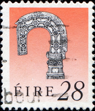 IRELAND - CIRCA 1991:A stamp printed in Ireland shows Lismore crozier, Irish Heritage series, circa 1991の写真素材