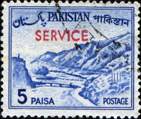 PAKISTAN - CIRCA 1961  A stamp printed in the Pakistan shows Khyber Pass, circa 1961 のeditorial素材