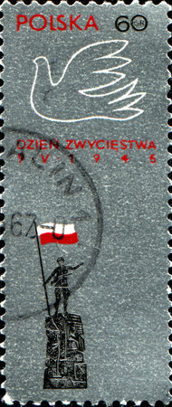 POLAND - CIRCA 1966  A stamp printed in Poland honoring Victory Day, circa 1966の写真素材