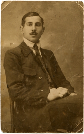 portrait of a man sitting on a chair in a jacket, USSR, 1930sのeditorial素材