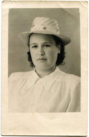 portrait of a woman in a straw hat, USSR, 1960sのeditorial素材