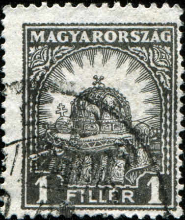 HUNGARY - CIRCA 1926  A stamp printed in Hungary shows Crown of St  Stephen, circa 1926 の写真素材