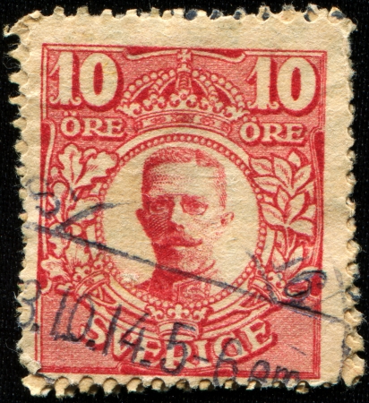 SWEDEN - CIRCA 1910  A stamp printed in Sweden shows Gustav V  circa 1910 のeditorial素材