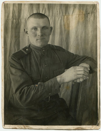 USSR - CIRCA 1944  Portrait of a soldier