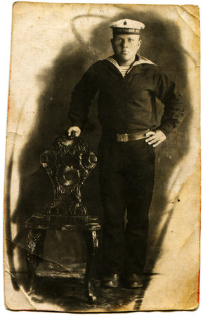 USSR - CIRCA 1968  Studio portrait of a sailor Pacific Fleet, Vladivostok, Russia, circa 1968のeditorial素材