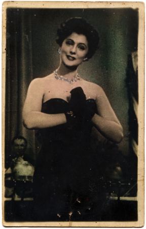 HUNGARY  - CIRCA 1955  Postcard printed in the Hungary shows actress Franciska Gaal, circa 1955のeditorial素材