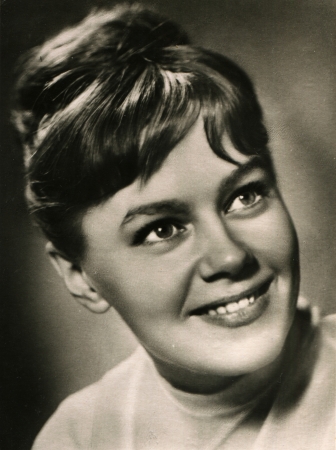 Postcard printed in the USSR shows actress Nina Drobysheva, circa 1962のeditorial素材