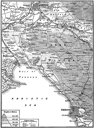 Map of Carso Battlefield, september - november, 1916, from  Great War  magazine, vol  114, UKのeditorial素材